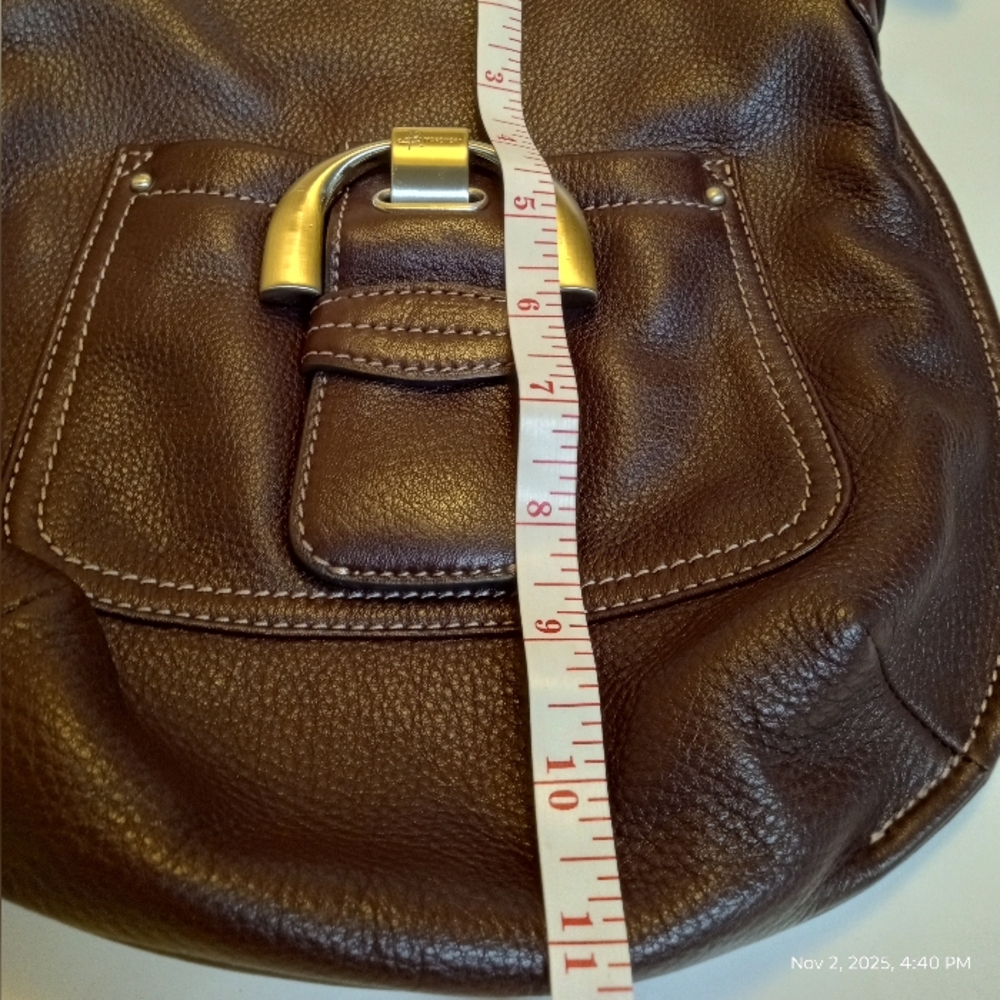 Bag B Makowsky Dark Brown Pebbled Leather Crossbody Shoulder Hand Bag - Picture 6 of 9